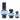 SET OF 3 BLUE 2 TONE POT BELLY VASES