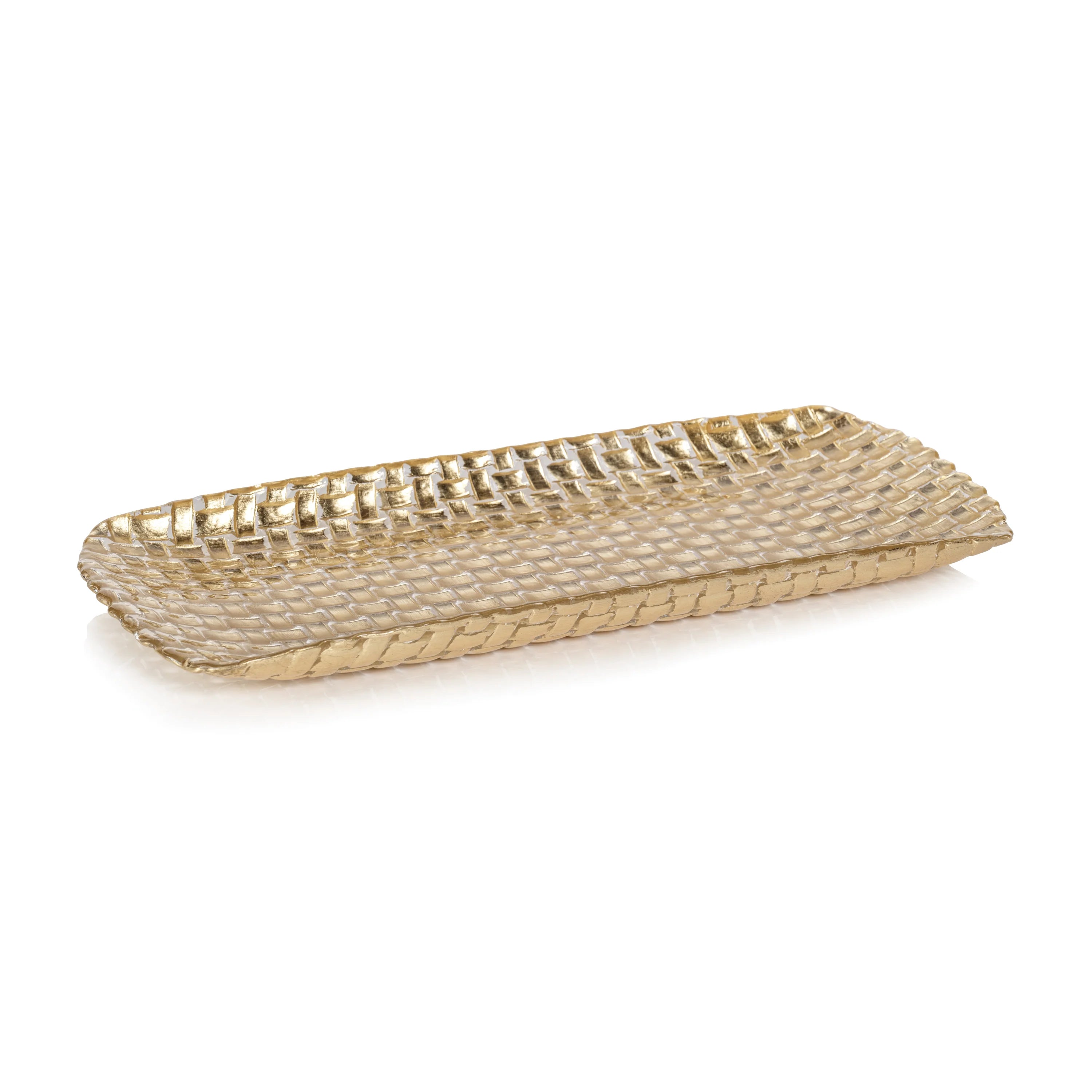 Braided Rectangular Glass Tray - Gold - 15.75 in – KASA KADO