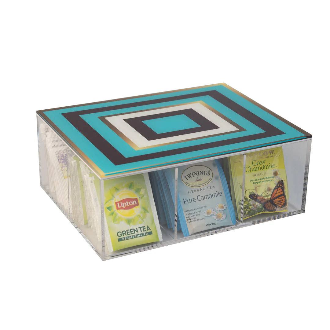 Small Tea Box - Gold and Blue Squares – KASA KADO